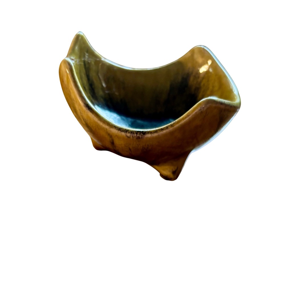 Charles Houston Signed Art Pottery Footed Bowl MCM Drip Glaze (As-Is Repaired)